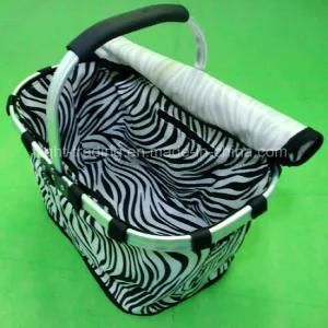 Insulated Lunch Box Satin Shopping Basket with One Folded Frame