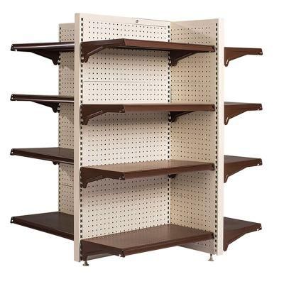 Store Fixture Punched Holes Supermarket Display Shelf Storage Racking System