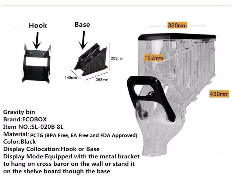 Clear Surface Gravity Bulk Food Bins for Supermarket