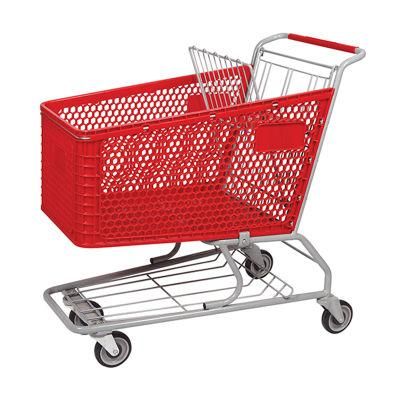 Supermarket Heavy Duty Plastic Folding Shopping Cart Shopping Trolley for Supermarket