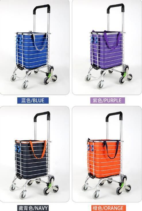 China New Arrival Aluminum Folding Shopping Basket Trolley with Stair Climbing Wheels