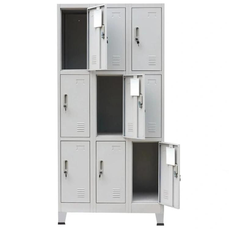 Metal Locker Cabinet with 9 Compartments Steel Parcel Locker Staff Lockers with Feet
