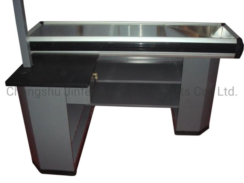 Supermarket & Store Fixture Express Checkout Counter Cashier Desk with Light Box