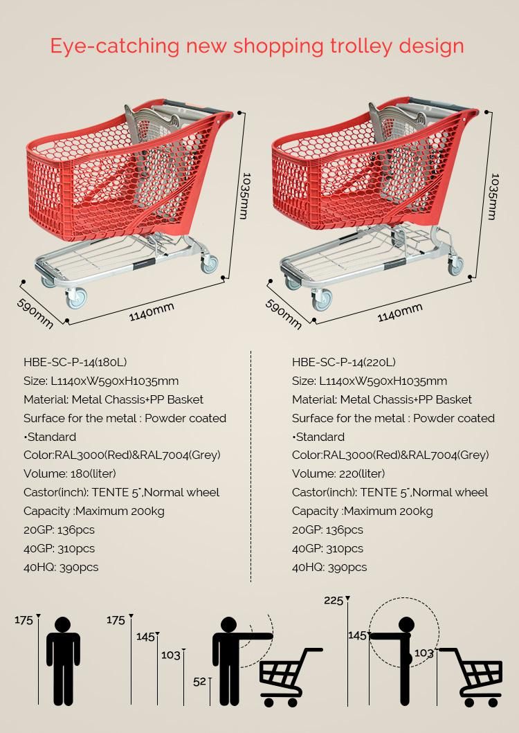 Plastic Shopping Trolley for Supermarket