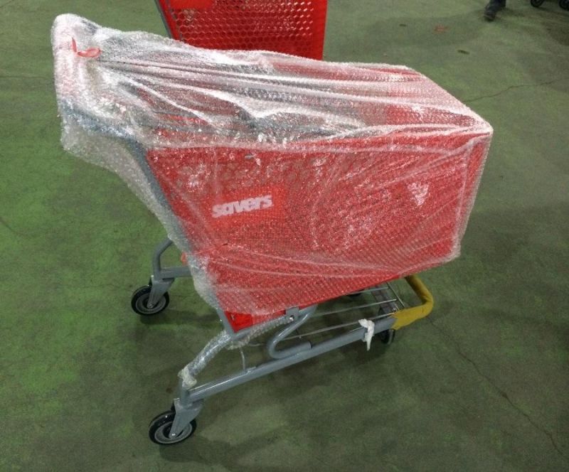 120L Supermarket Plastic Shopping Wheeled Trolley Cart