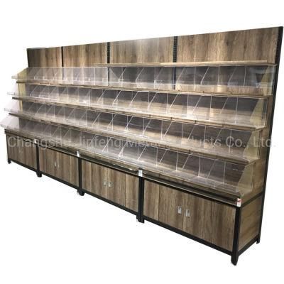 Supermarket Wooden Display Shelving for Dry Food and Snacks