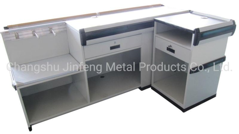 Supermarket Cashier Checkout Counter Metal Cashier Desk Jf-Cc-100