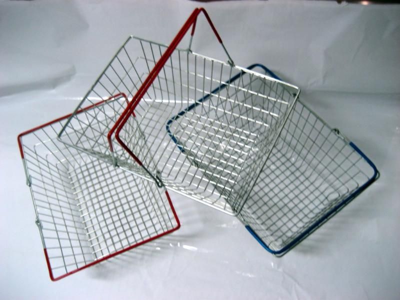 Supermarket Shopping Metal Wire Basket with Handles