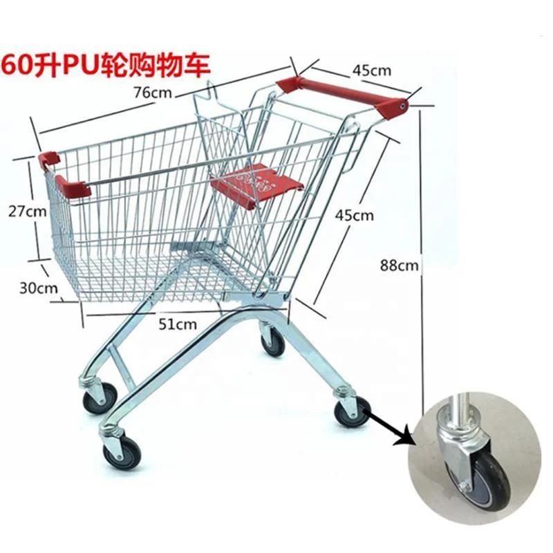 Hot Sale Cheap Double Basket Market Metal Personal Shopping Trolleys