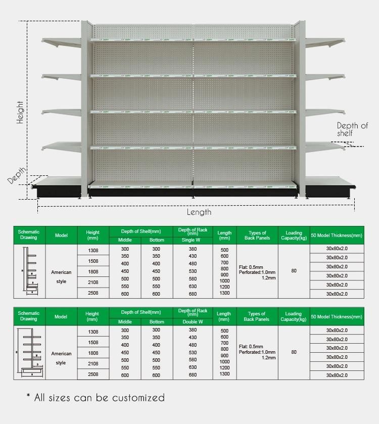 American Style Supermarket Shelf Heavy Duty Gondola