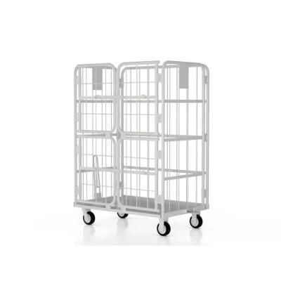 Design Folding Steel Warehouse Roll Container with 4 Doors