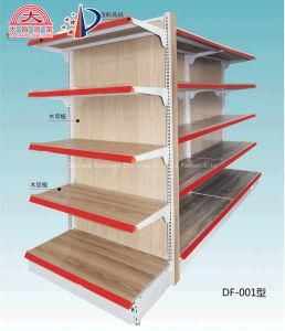 Steel and Wood Combined Shelf Stationery Display Rack for Supermarket Store