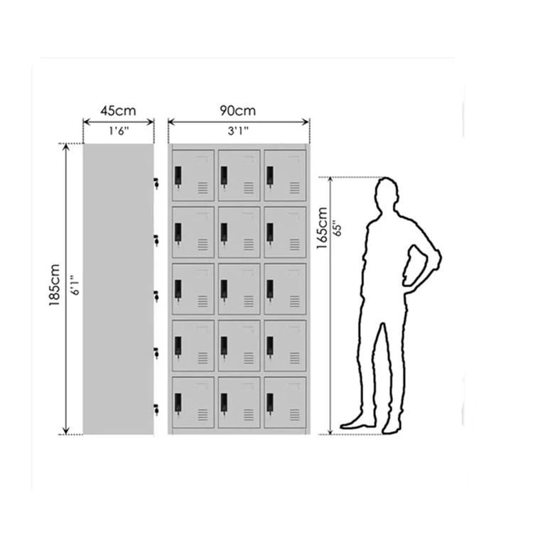 Lockable and Safe Storage Metal Locker 15 Compartment Workman Lockers
