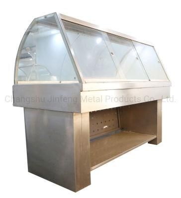 Supermarket Room Temperature Food Showcase Curved Glass