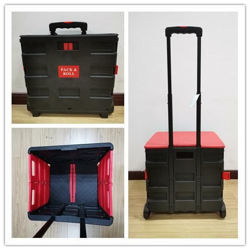 China Lightweight Multi Functional PP Plastic Foldable Shopping Trolley Carts