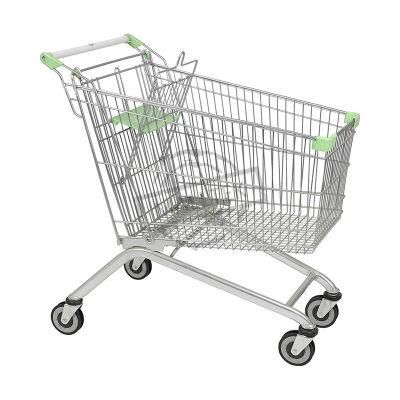 Hot Selling Large Zinc Plated European Metal Wire Trolley Cart