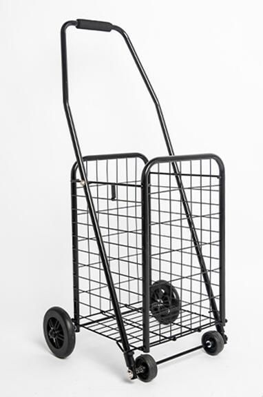 China Vintage Grocery Metal Folding Shopping Supermarket Cart with Swivel Wheels