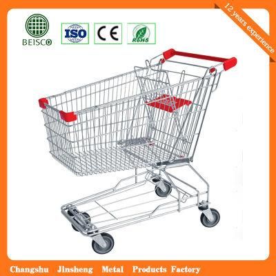 Js-Tas07 Best Cheap Asian 4 Wheel Metal Supermarket Retail Hand Shopping Trolley Cart