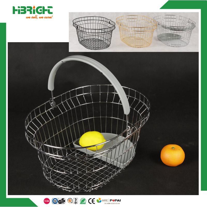 Single Handle Wire Oval Shopping Basket Holder