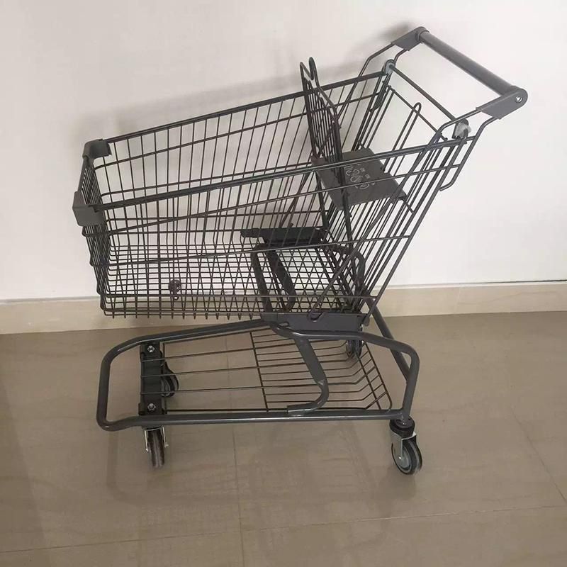Metal Steel Supermarket 4 Wheel Shopping Trolley for Sale