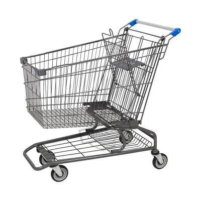 210L Big Size American Style Hypermarket Shopping Trolley Cart with Safety Belt