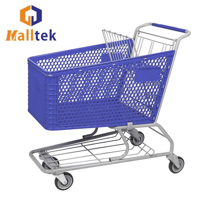 Big Size Grocery Cart Plastic Shopping Trolley for Supermarket