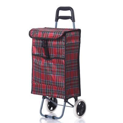 Best Selling Customized Classical Collapsible Foldable Removable Plaid Fabric Trolley Shopping Cart