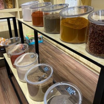 Plastic Bulk Food Bins Candy Jar Round Food Storage Bin