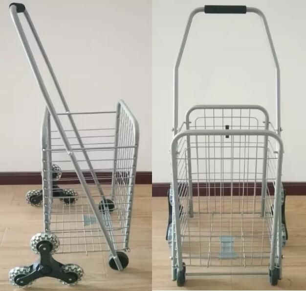 China Heavy Duty Collapsible Rolling Shopping Cart with Stair Climbing Wheels
