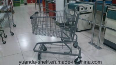Supermarket Unfolding Metal Shopping Trolley with 4 Wheels