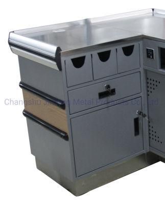 Supermarket Checkout Counter Wood Grain Transfer Printing Cashier Desk