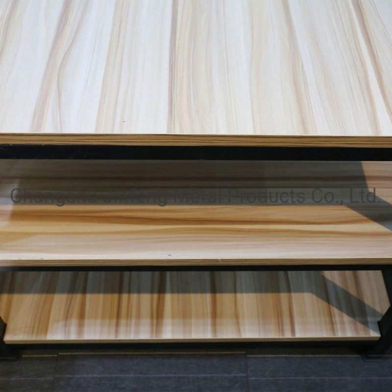Supermarket Steel & Wood Assembly Floor Frame Shelves Beverage Promotion Display Shelves Promption Table