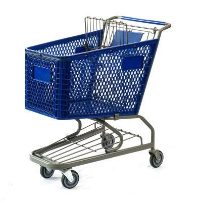 Galvanized Frame Plastic Shopping Cart Grocery Store Steel Trolley Supermarket Shopping Cart