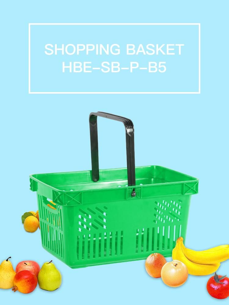 Supermarket Customized Handle Inside Plastic Shopping Basket