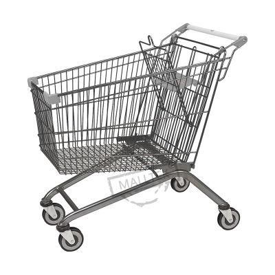 European Style Metal Supermarket Shopping Carts Trolley with Custom Logo Printing