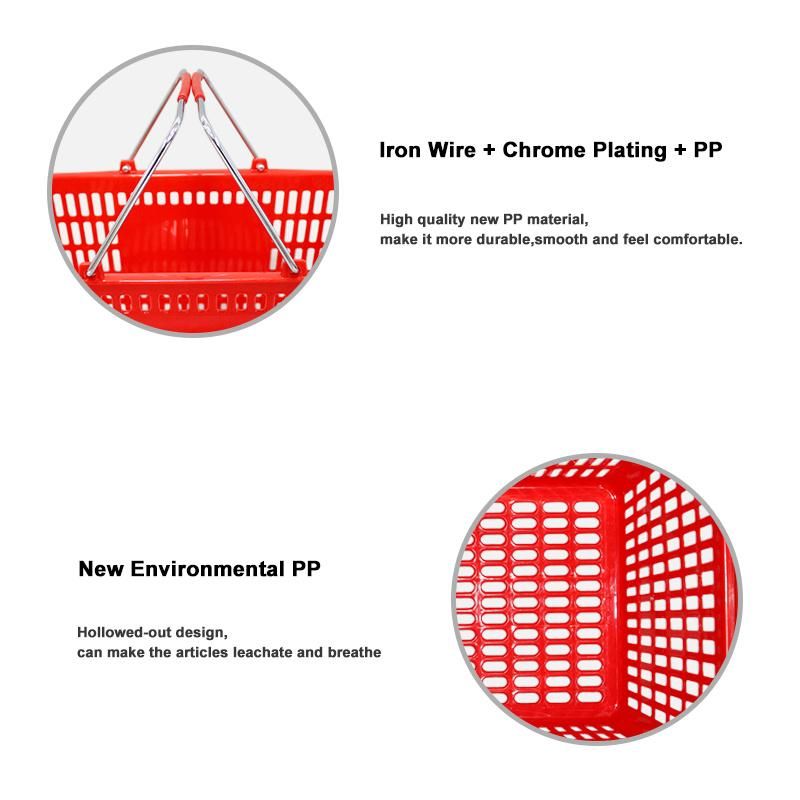 Supermarket Plastic Basket with Handles Manufacturer