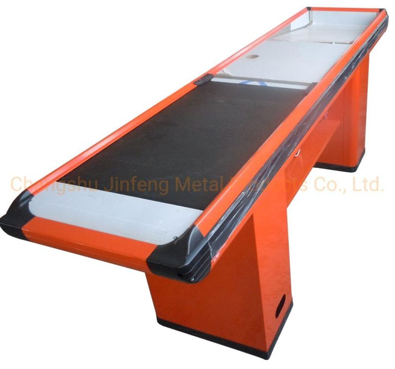 Stainless Steel Cash Reception Counter Desk with Motor and Belt