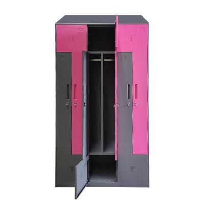 6 Compartment Steel Cabinet Clothes Storage Metal Locker with Sloped Top