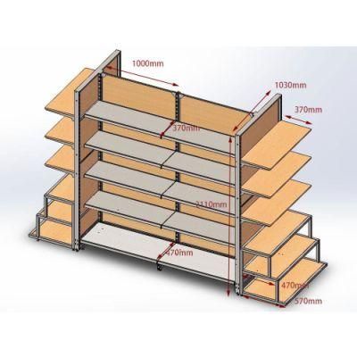 Display Supermarket Gondola Shelving with MDF Back Panel