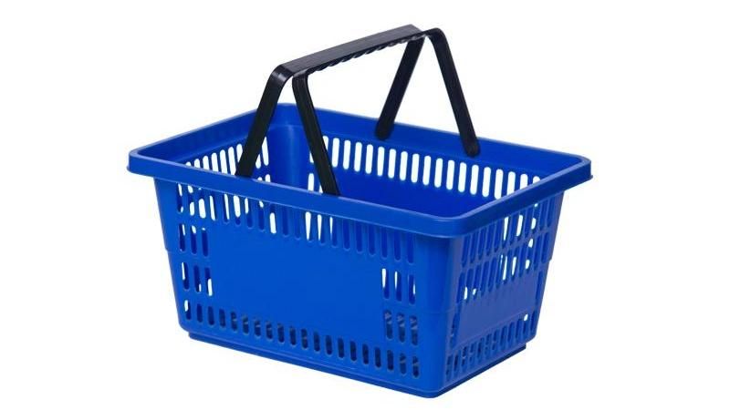 Wholesale Supermarket Basket Large Double Handle Plastic Hand Shopping Basket