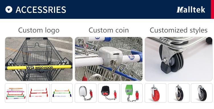 Factory Price Supply 180L TPR Wheels Supermarket Trolley with Coin System