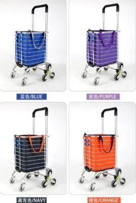 China Portable Aluminum Folding Shopping Vegetable Cart with Water Proof Bag