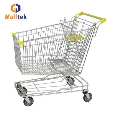 4 Wheels Asian Metal Supermarket Retail Hand Shopping Cart Trolley