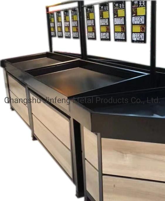 Supermarket Vegetable Display Rack Fruit Display Stand with Wood