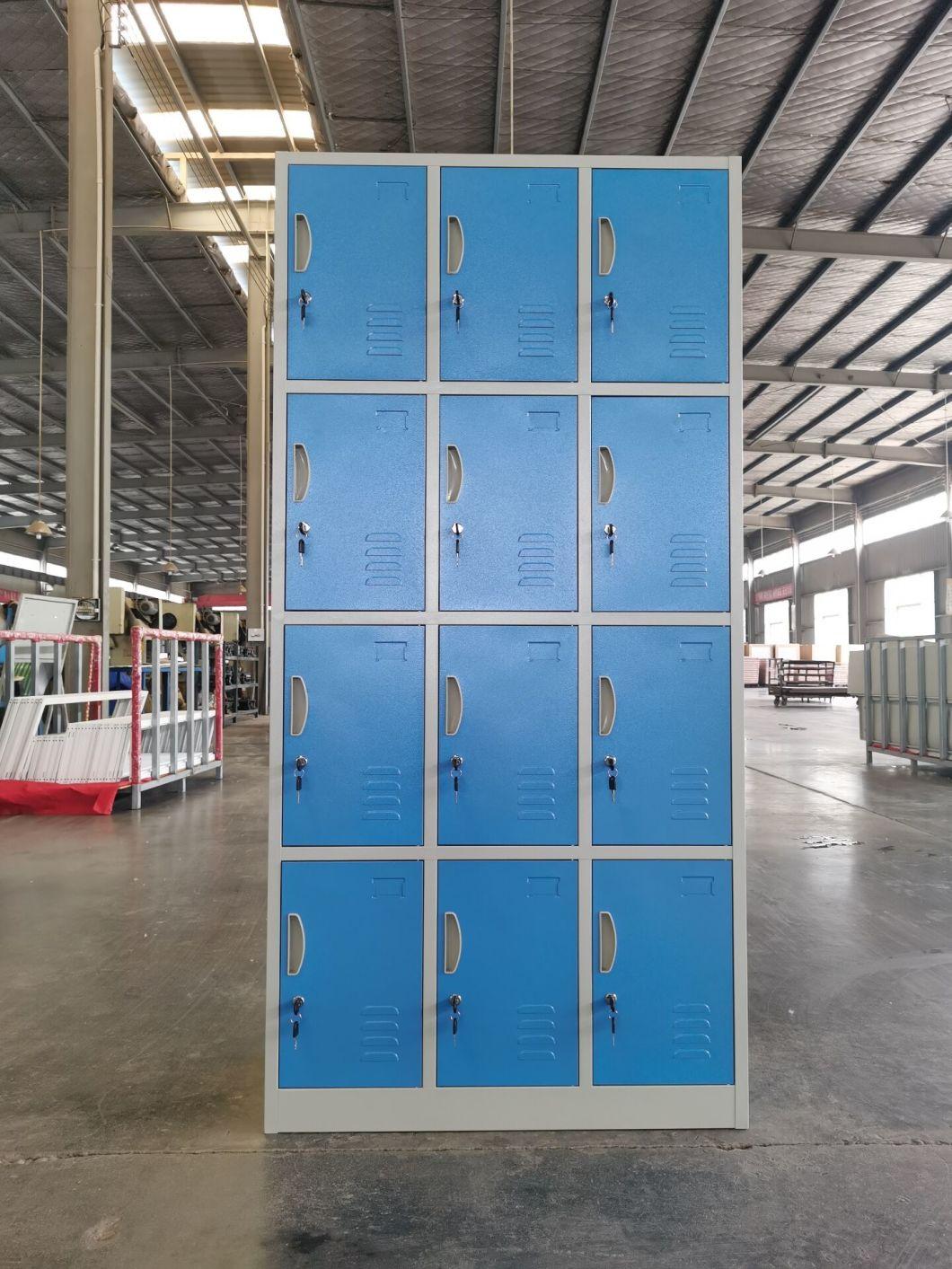 Metal Iron Locker Blue Color 12 Doors Steel School Locker for Students
