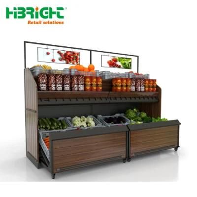 Three Tiers Single Side Metal Vegetables and Fruits Display Shelf