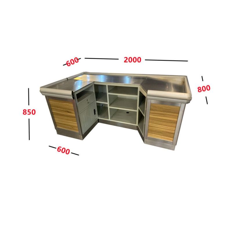 Factory Price Hypermarket or Supermarket Cashier Table Stainless Checkout Counter
