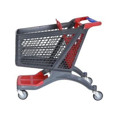 China Manufacturer Provide Hand Push Cart Supermarket Plastic Shopping Trolley