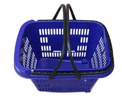 Wholesale Supermarket Plastic Rolling Shopping Baskets with Wheels 09064