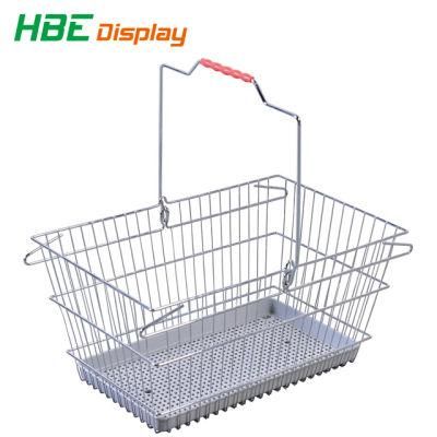 Cosmetics Store Metal Wire Shopping Basket with Plastic Tray